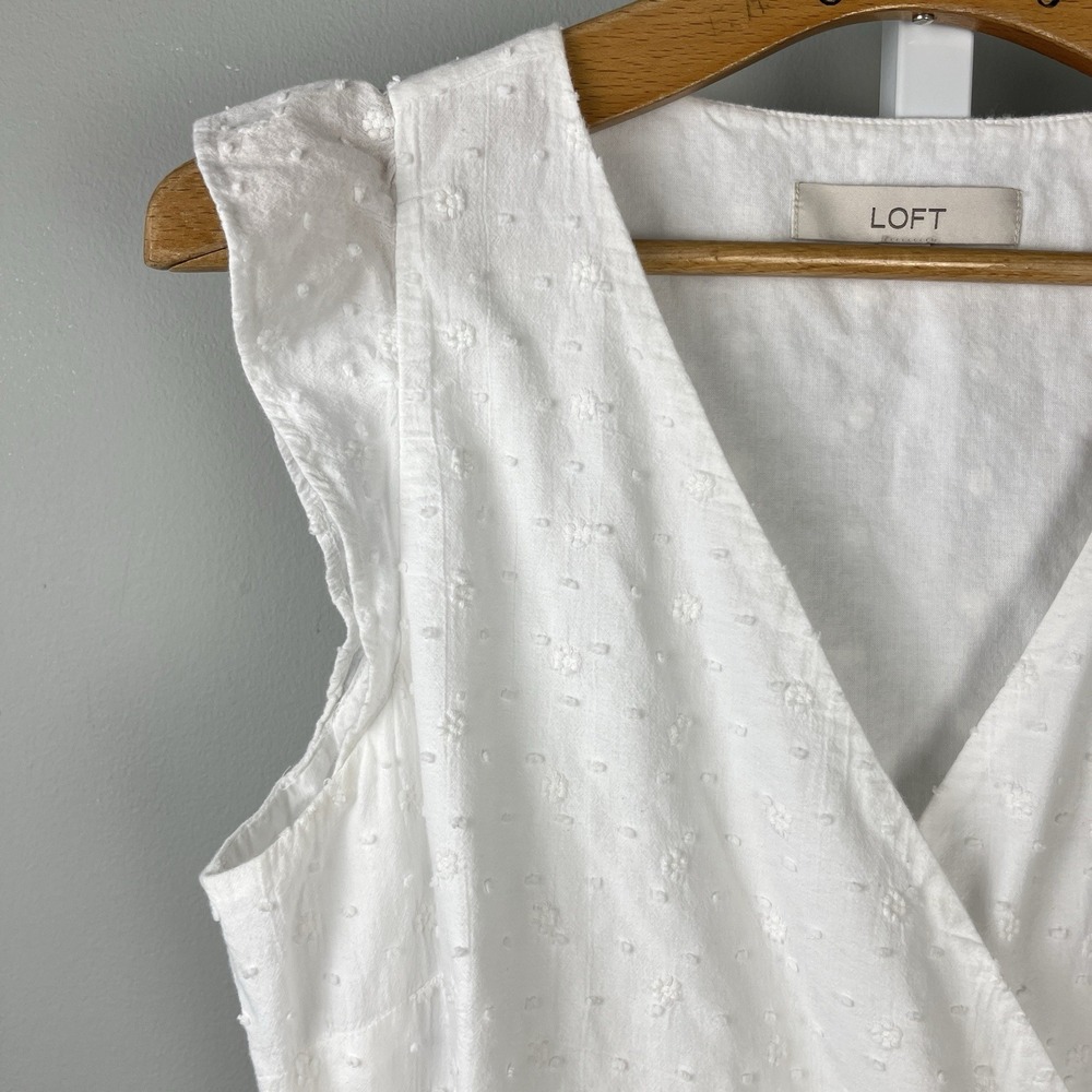 Ann Taylor Loft White Swiss Dot Midi Wrap Dress W… - image 3